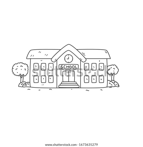 School Building Vector Illustration Hand Drawn Stock Vector (royalty 