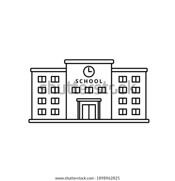 School Building Vector Illustration Simple Line Stock Vector (Royalty ...