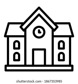 icono de línea vectorial de construcción escolar, icono de escuela y educación