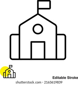 School Building Vector Line Icon