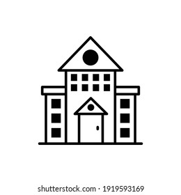 School Building Vector Outline Icon Style Illustration. 