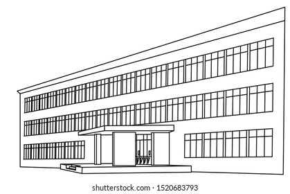 School Building Vector. University House Fasade. College Front Entrance. Isolated Cartoon Illustration