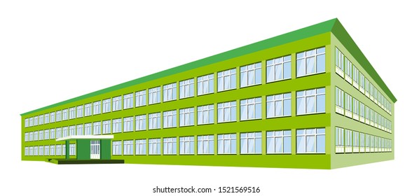 School Building Vector. University House Fasade. College Front Entrance. Isolated Cartoon Illustration