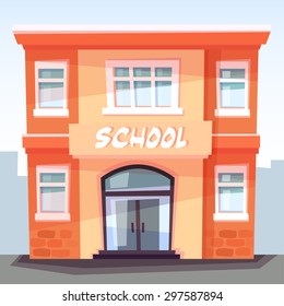 School building, welcome back to school, education concept, flat design, vector illustration