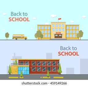 School buildings. Flat style vector illustration.