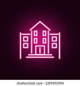 School buildings neon icon. Elements of education set. Simple icon for websites, web design, mobile app, info graphics