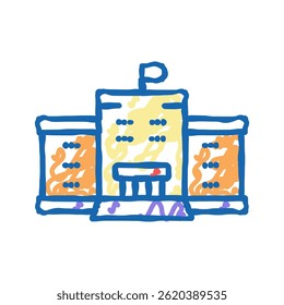 school buillding doodle icon sketch vector. school buillding sign. isolated symbol illustration