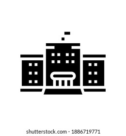 school buillding glyph icon vector. school buillding sign. isolated contour symbol black illustration