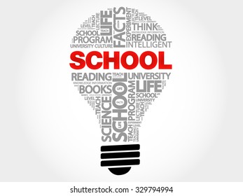 SCHOOL bulb word cloud, business concept
