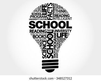 SCHOOL bulb word cloud, business concept