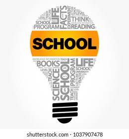SCHOOL bulb word cloud collage, business concept background