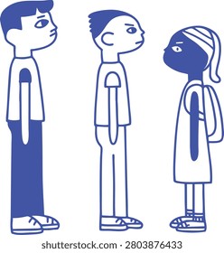 School bullies troublemaker teens doodle illustration