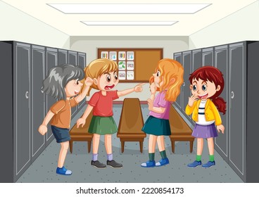 School bullying with student cartoon characters illustration