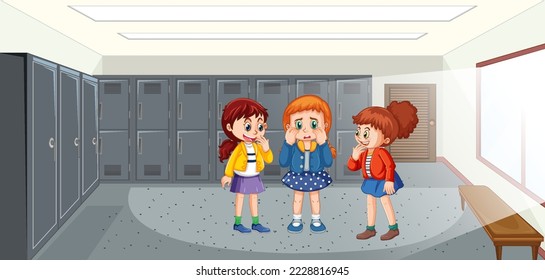 School bullying with student cartoon characters illustration