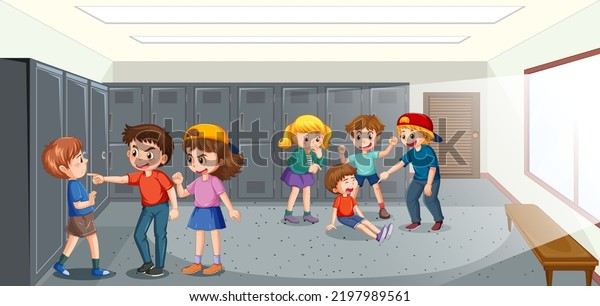 School Bullying Student Cartoon Characters Illustration Stock Vector ...