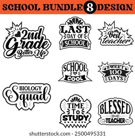 school bundle T shirt design , Back to school typography t shirt design vector Print Template, Welcome Back to School T-shirt Design. biology squad. sweet 100 days.