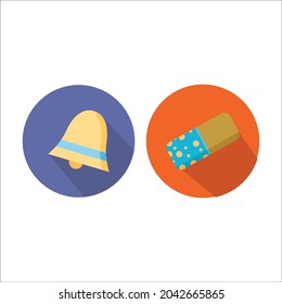 school bundling bell and eraser flat icon