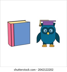 school bundling fill line book and owl icon