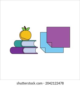 school bundling fill line folding paper and book  icon