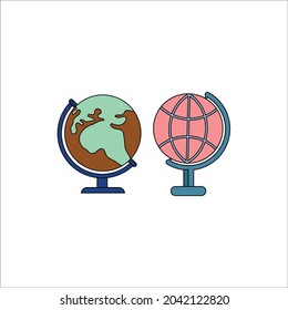 school bundling fill line globe and practice tools  icon