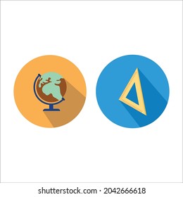 school bundling globe and ruler flat icon