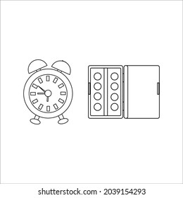 school bundling line clock and palette icon