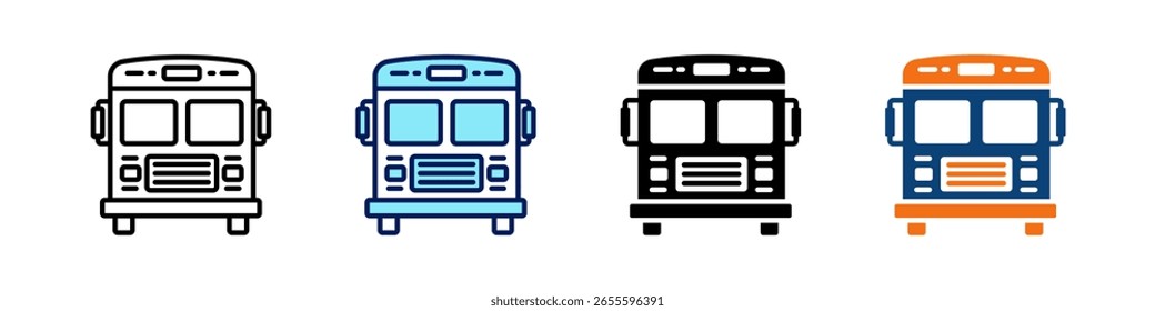 Autobús escolar todo en uno Icon Multi Styles Vector Set