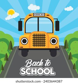 School bus. Back to school concept.  back to school template with school bus.