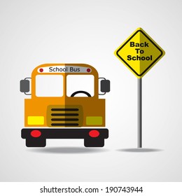 School Bus with Back To Schoo sign. Vector EPS 10.