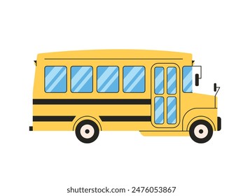 Bus escolar. De vuelta a la escuela. Ilustración vectorial en estilo plano
