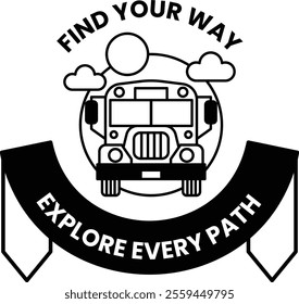 A school bus with a ball on top of it