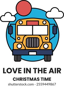 A school bus with a balloon on top