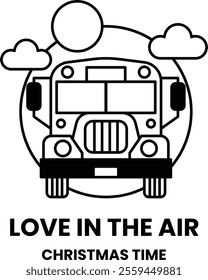 A school bus with a balloon on top