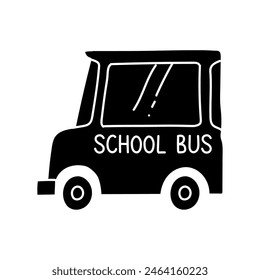 School bus black hand drawn icon