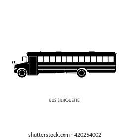 School bus black silhouette on a white background. Vector illustration