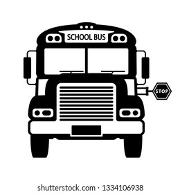 School bus in black and white vector, transportation concept.