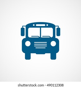 School Bus Blue Flat Icon On White Background