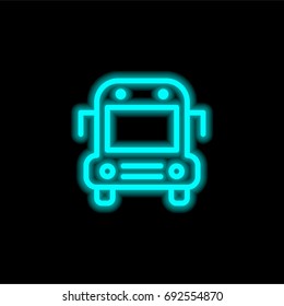 School bus blue glowing neon ui ux icon. Glowing sign logo vector