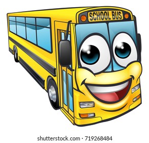 A school bus cartoon character education  mascot