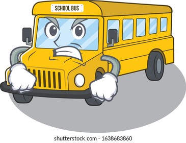 School bus cartoon character style having angry face