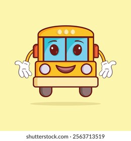 school bus cartoon Illustration flat