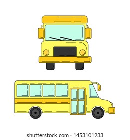 school bus in cartoon style isolated on white background. Vector illustration for web or design.