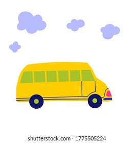 Autobús escolar con dibujos animados de estilo Vector plano.