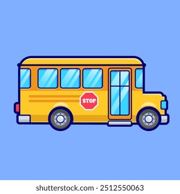 Ilustração de Ícone de Vetor de Cartoon de Ônibus Escolar. Vetor Premium Isolado do Conceito de Ícone de Transporte Educacional. Estilo de Desenho Animado Plano