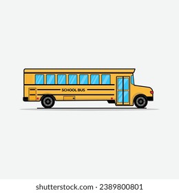 School Bus Cartoon Vector Illustration. Education Transportation Icon Concept Isolated Vector. Flat Design