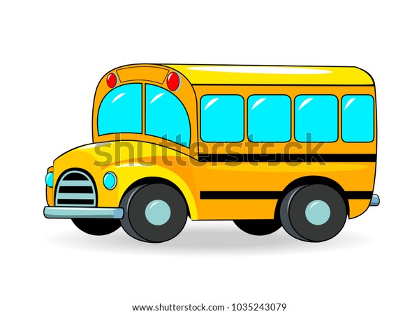 School bus cartoon of yellow color on a white\
background.                                                        \
                   
