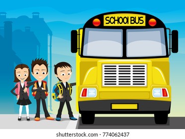 School bus and school children.