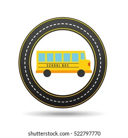 School Bus Circle Road Way Design Vector Illustration Eps 10