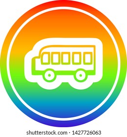school bus circular icon with rainbow gradient finish