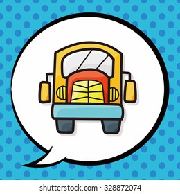 school bus color doodle, speech bubble